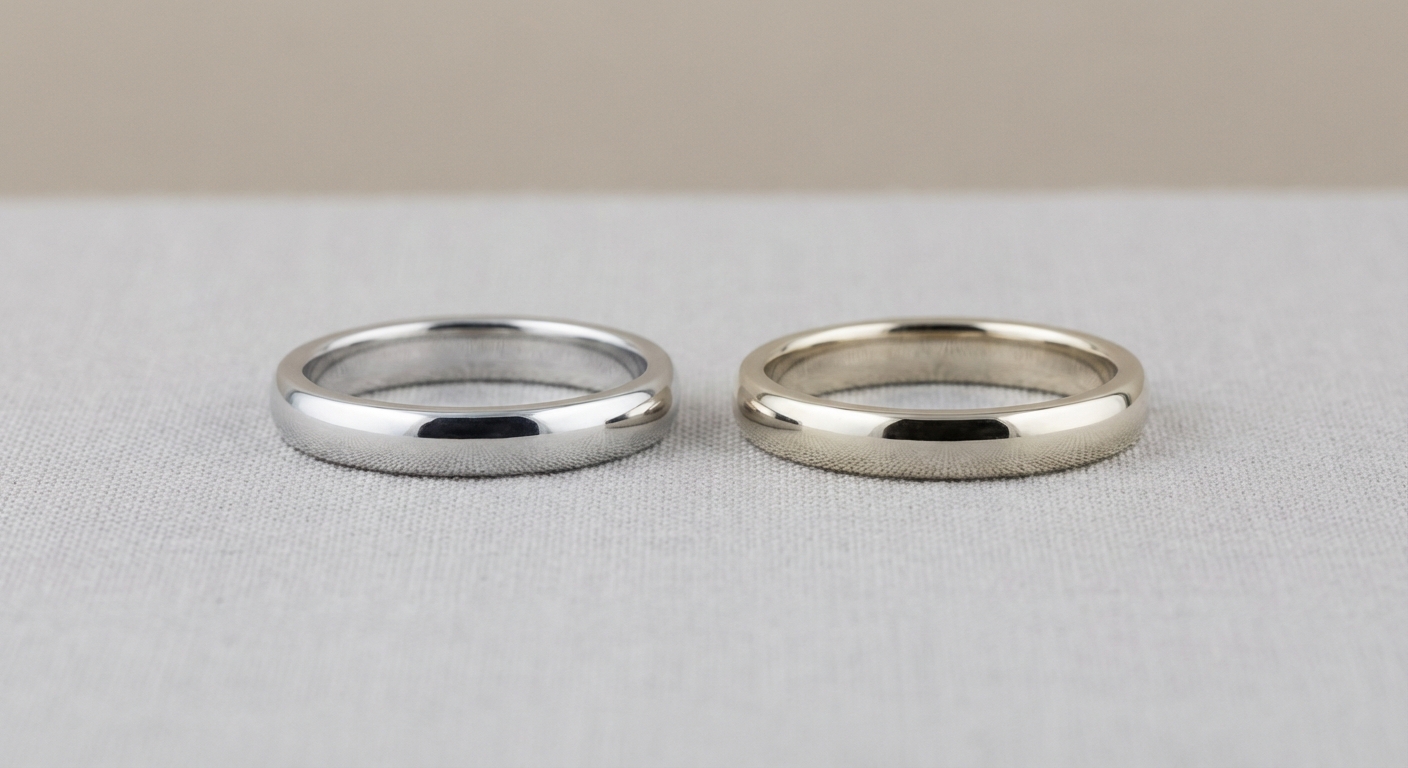 Silberring und Weißgoldring im Vergleich